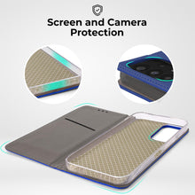 Ladda upp bild till gallerivisning, Moozy Case Flip Cover for Samsung A13 4G, Dark Blue - Smart Magnetic Flip Case Flip Folio Wallet Case with Card Holder and Stand, Credit Card Slots, Kickstand Function
