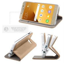Załaduj obraz do przeglądarki galerii, Moozy Case Flip Cover for Samsung A5 2017, Gold - Smart Magnetic Flip Case with Card Holder and Stand
