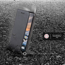 Załaduj obraz do przeglądarki galerii, Moozy Case Flip Cover for Nokia 7.2, Nokia 6.2, Black - Smart Magnetic Flip Case with Card Holder and Stand

