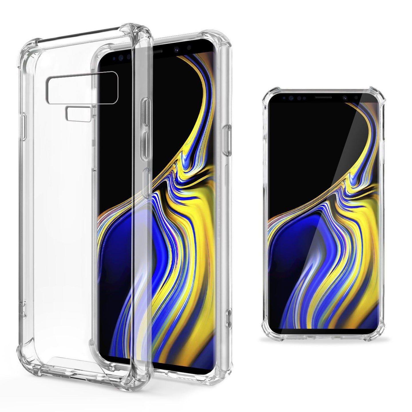 Moozy Shock Proof Silicone Case for Samsung Note 9 - Transparent Crystal Clear Phone Case Soft TPU Cover