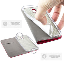 Cargar imagen en el visor de la galería, Moozy Case Flip Cover for Samsung J5 2017, Red - Smart Magnetic Flip Case with Card Holder and Stand

