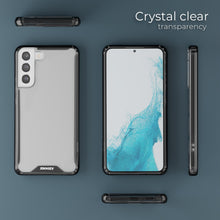 Ladda upp bild till gallerivisning, Moozy Xframe Shockproof Case for Samsung S22 - Black Rim Transparent Case, Double Colour Clear Hybrid Cover with Shock Absorbing TPU Rim
