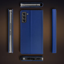 Ladda upp bild till gallerivisning, Moozy Case Flip Cover for Samsung S21 FE, Dark Blue - Smart Magnetic Flip Case Flip Folio Wallet Case with Card Holder and Stand, Credit Card Slots, Kickstand Function
