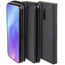 Load image into Gallery viewer, Moozy Case Flip Cover for Xiaomi Mi 9T, Xiaomi Mi 9T Pro, Redmi K20, Black - Smart Magnetic Flip Case with Card Holder and Stand
