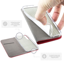 Załaduj obraz do przeglądarki galerii, Moozy Case Flip Cover for Samsung A50, Red - Smart Magnetic Flip Case with Card Holder and Stand
