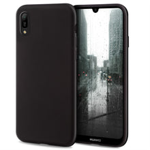 Charger l&#39;image dans la galerie, Moozy Minimalist Series Silicone Case for Huawei Y6 2019, Black - Matte Finish Slim Soft TPU Cover
